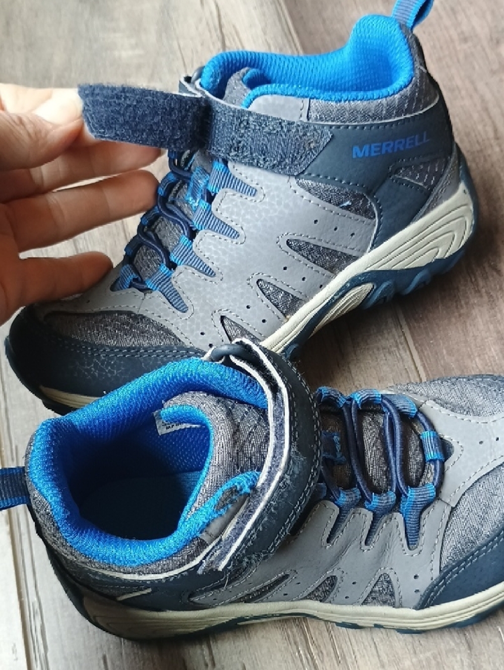 Merrell Kids Gray and Blue Trail Sneakers - Picture 8 of 10